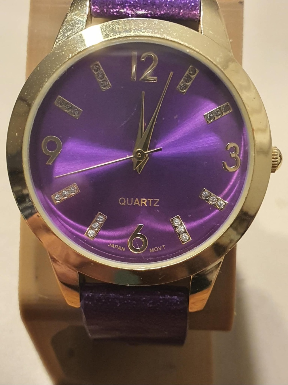 🦋10/$20🦋 Goldtone/Purple Rhinestone Leather Women's Watch